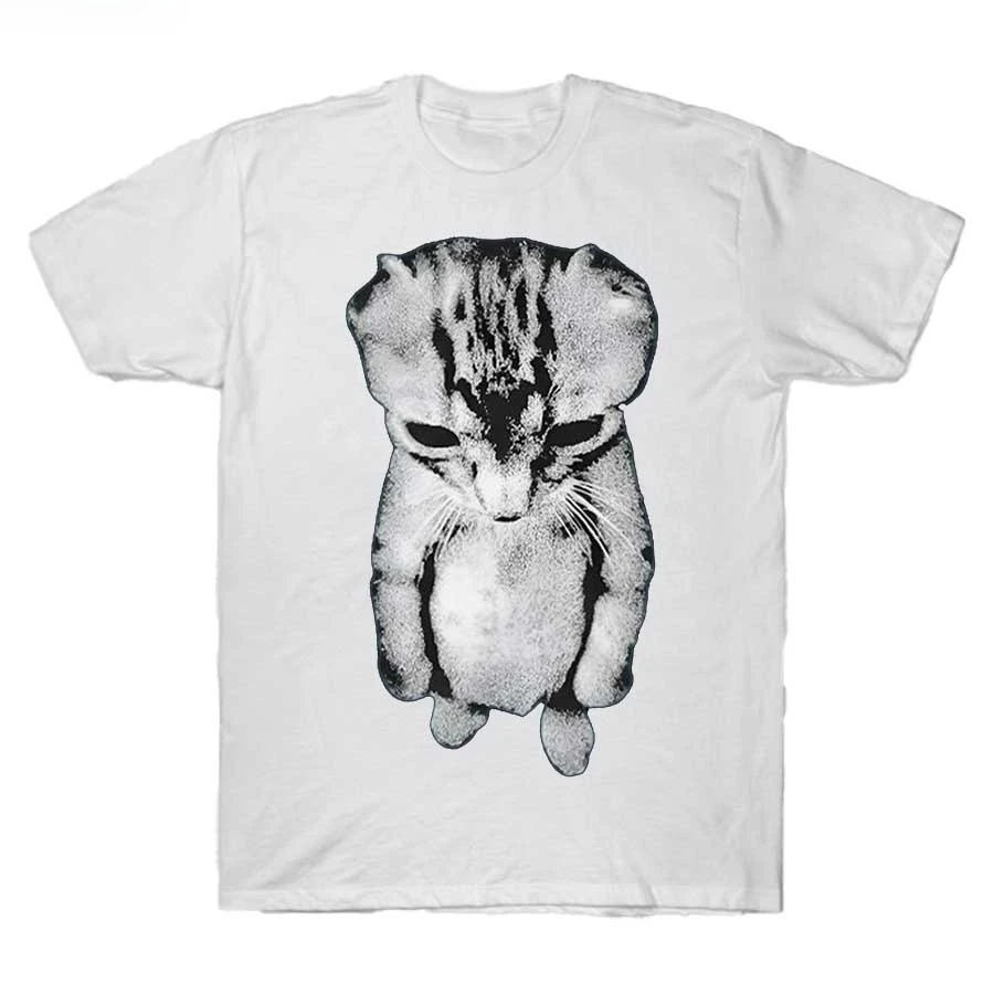 2026 New Funny Sad Crying Cat Emoji Pattern T-Shirt of High-Quality Fashion Casual Breathable Men's Round-neck Printed T-Shirt
