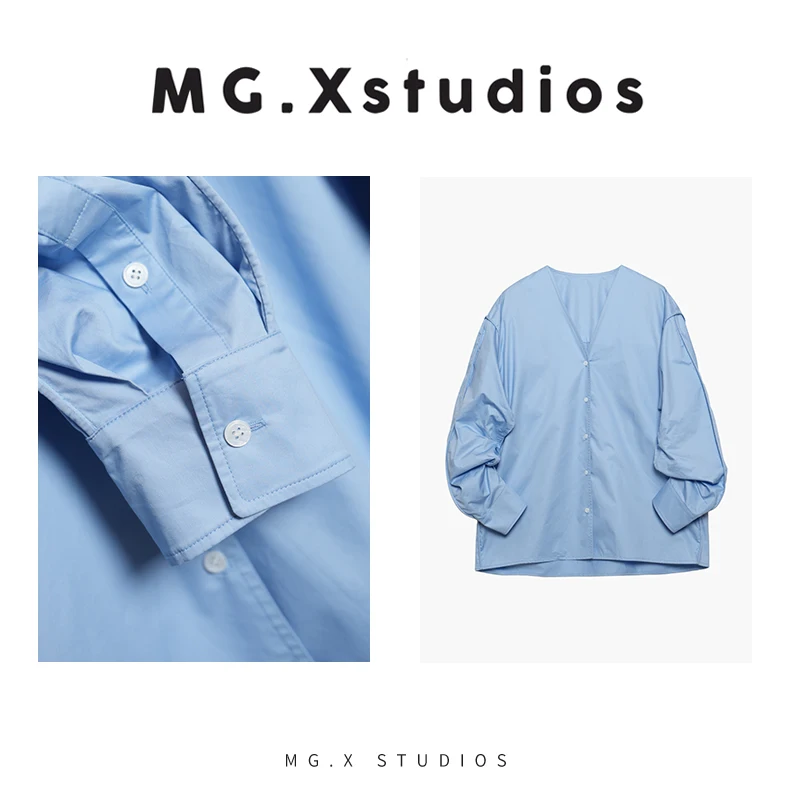 

Женская базовая кофта свободного кроя с V-образным вырезом и длинным рукавом, повседневная, из хлопка, весенняя, модная, премиум-класса, MGX Sea Salt Bubble