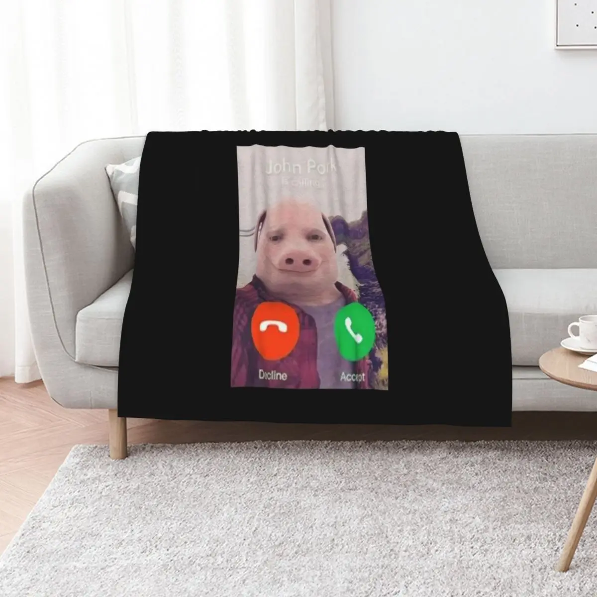 John Pork Is Calling Meme Throw Blanket Travel Picnic Stuffeds Thermals For Travel heavy to sleep Bed Blankets