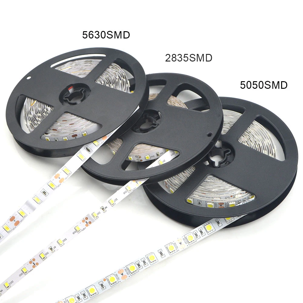 1Roll / 5M Waterproof 2835 5050 SMD LED Strip Light String DC 12V RGB 60LEDs/M LED lamp Tape For Stair Holiday Outdoor Lighting