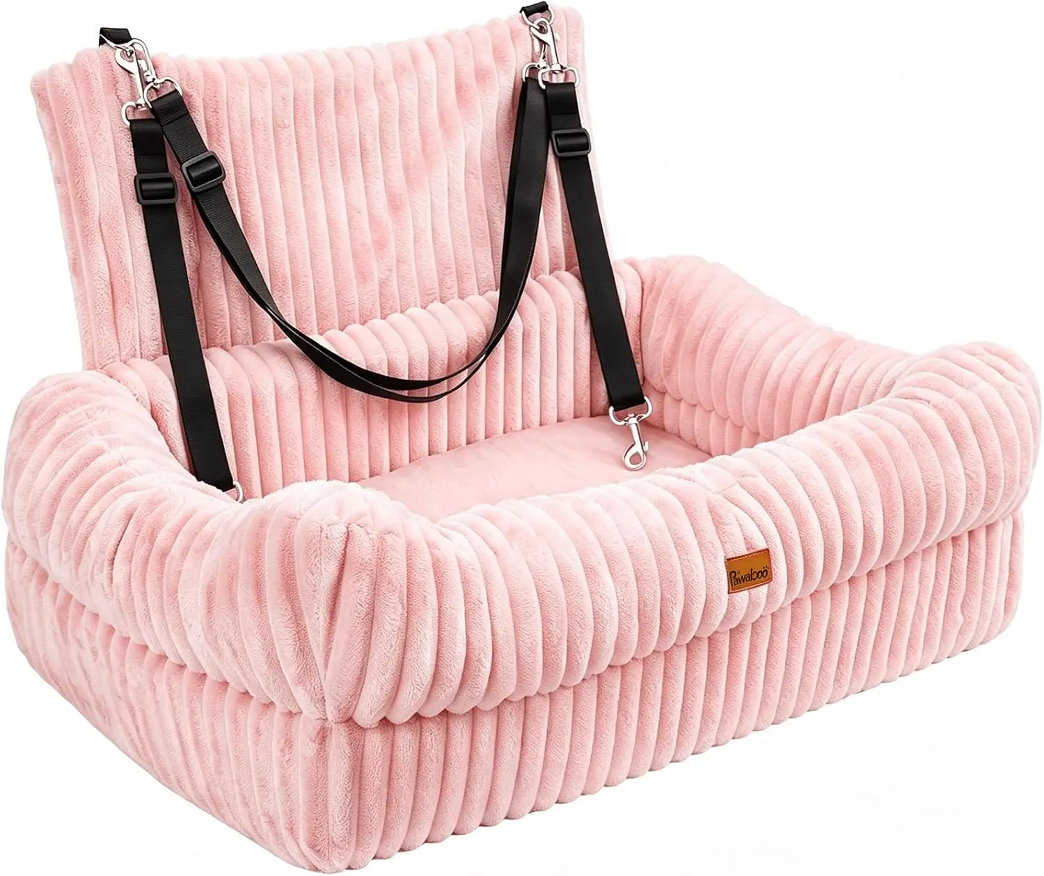 Dog Car Seat Bed in Pink, Memory Foam Booster Designed for Medium and Large Dogs