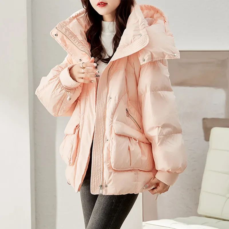 

2024 Winter New Fashionable Style Short Down Cotton Jacket For Women Loose And Thick Hooded Warm Coat Cotton Jacket Trendy