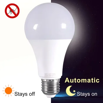 Żarówka LED E27 z czujnikiem sterowania światłem 15W 12W 9W 7W 5W AC85-265V Światło nocne Auto ON OFF Patio Porch Inteligentna lampa do ogrodu