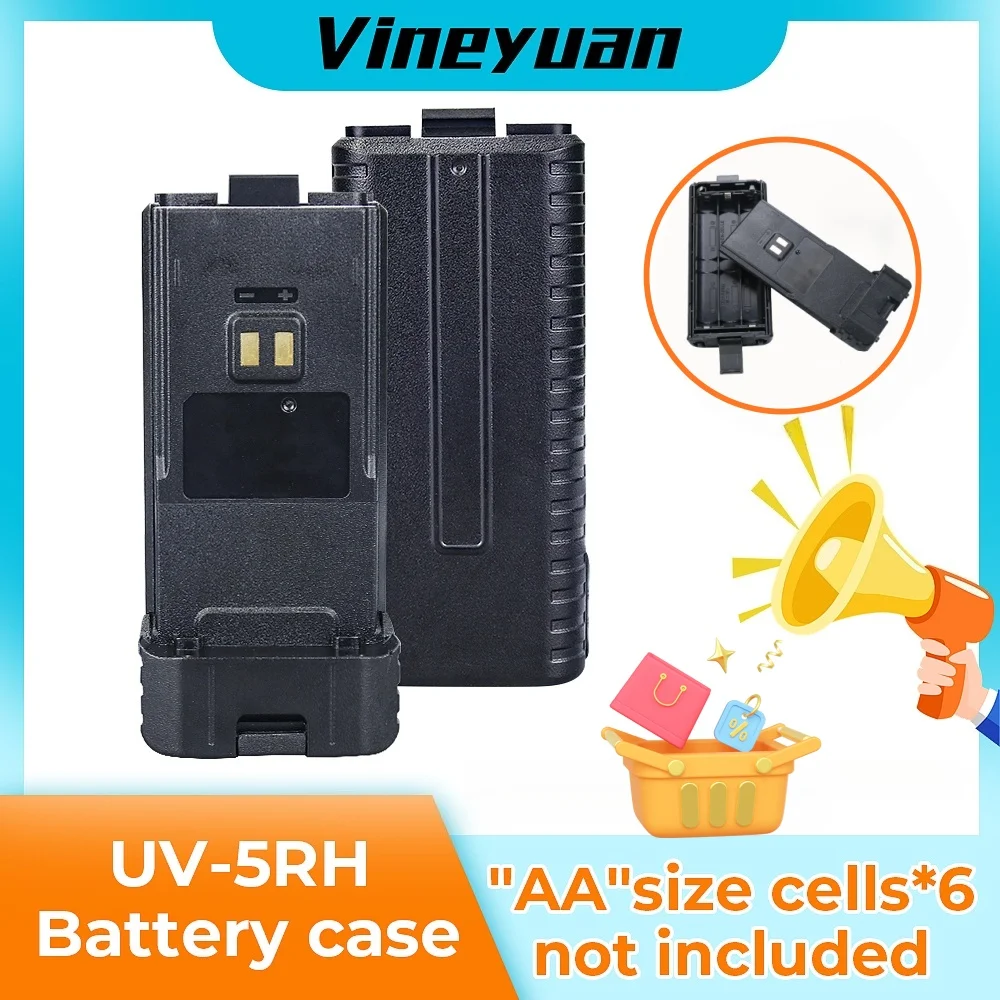 NEW 6AA Extended Durable UV-5RH Battery Case for Baofeng UV-5RH,UV-5RH Pro,UV-5G,UV-5RM,UV-5RM Plus,BF-K5 Plus Two Way Radios