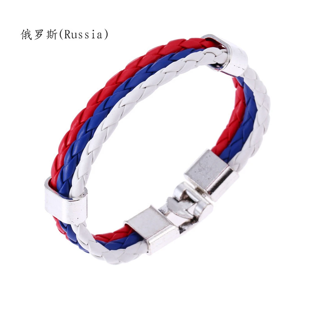 Russia bracciale bandiera in pelle PU brasile spagna francia italia Argentina bracciale bandiera nazionale per uomo donna amanti gioielli in metallo