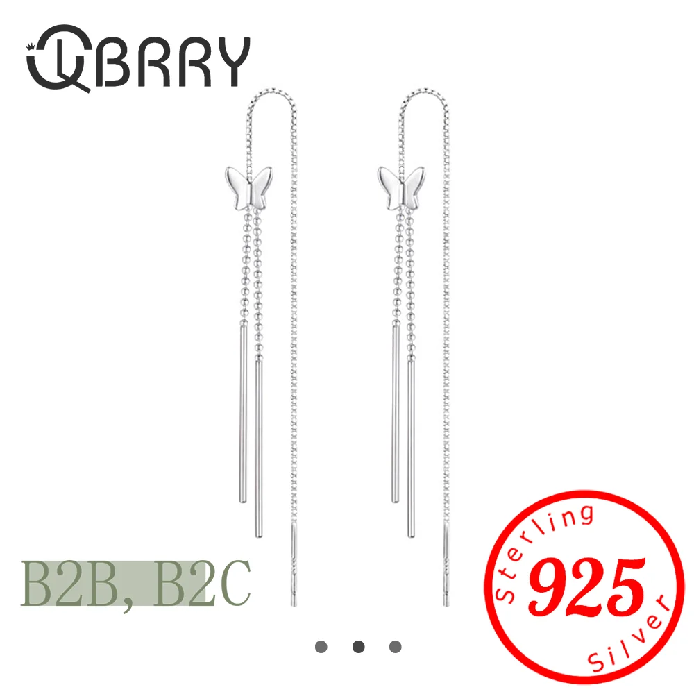 

2025 Fashion Simple Long Tassel Butterfly Drop Earrings Silver Color Hanging Women Earring Summer Jewelry Girls Party Gifts
