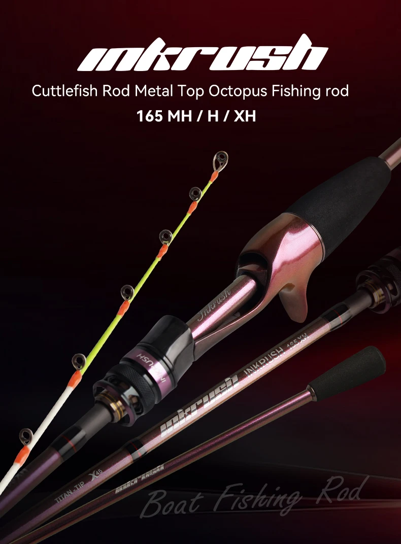 INKRUSH Superleichte 165MH H XH Tako Octopus Boot Angelruten Titan Spitze Tintenfisch Angeln Casting Tintenfisch Boot Angeln Webfoot – Detail 1