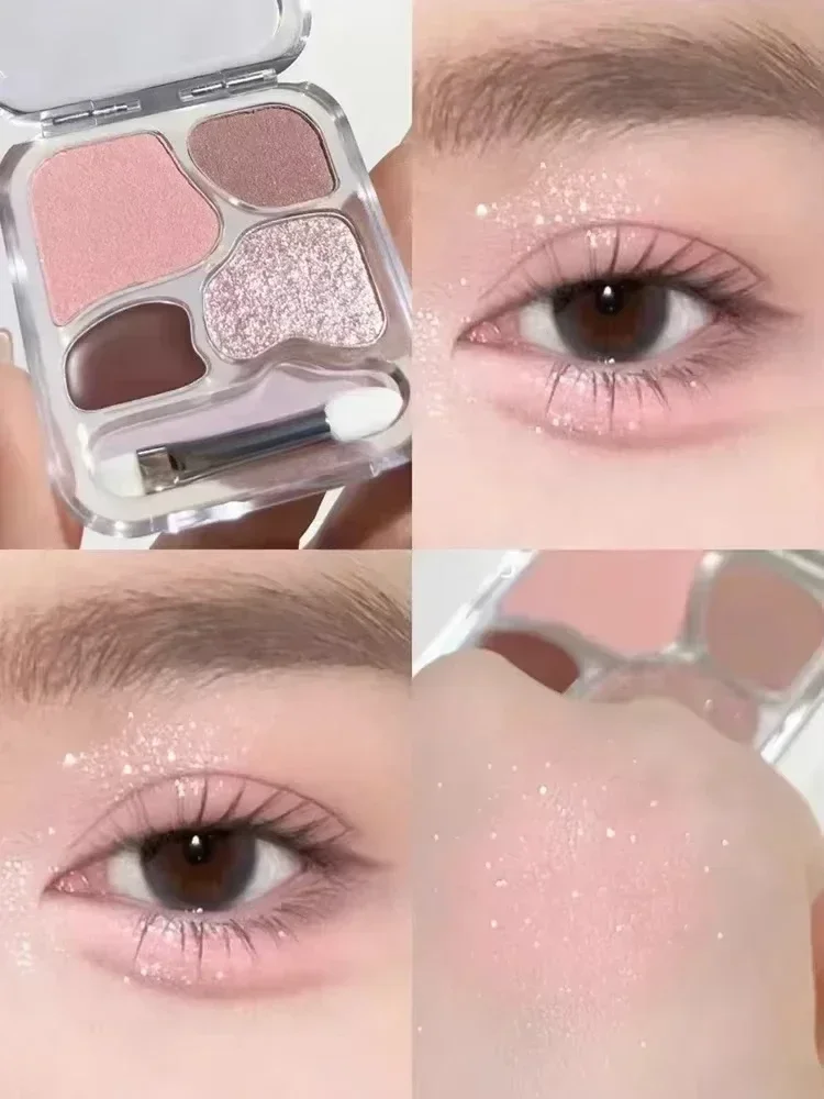 Paleta de sombra de ojos de 4 colores, colorete, delineador de ojos, sombra de ojos, paleta de contorno, maquillaje de ojos, Cosméticos de belleza bonitos