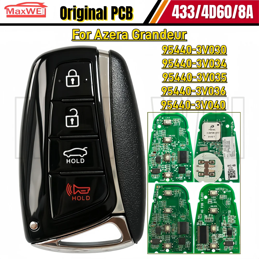 SY5DMFNA433 95440-3V030 95440-3V034 95440-3V035 95440-3V036 95440-3V040 433MHz 8A 4D60 Chip Original Key for Azera Grandeur