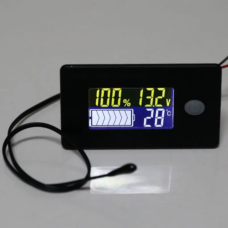 Battery Meter with Alarm Temperature Display Battery Capacity Voltage Indicator Battery Gauge Monitors Lithium ion