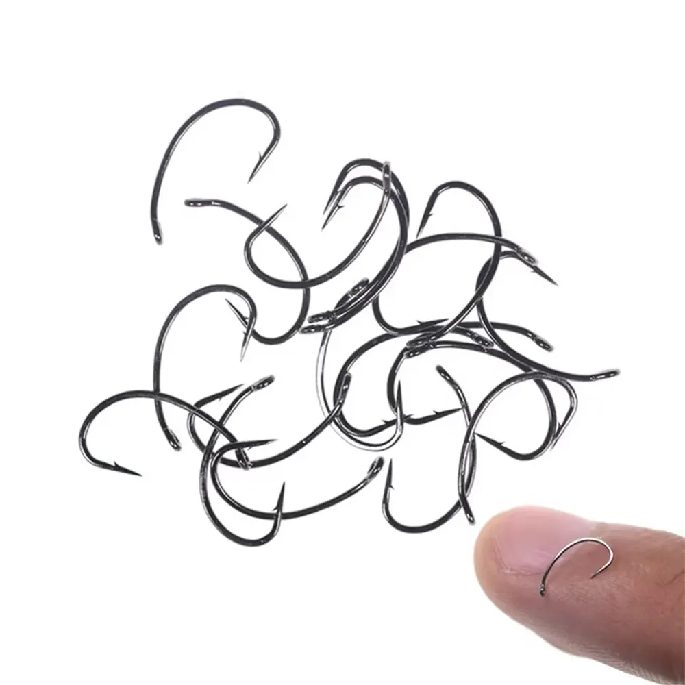 50/100 hameçons à tige courbée pour la fabrication de mouches, hameçons à large ouverture pour nymphes, caddis, midge, crevettes, pêche à la mouche # 6 # 8 # 10 # 12 # 14