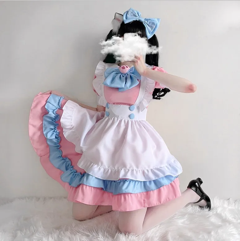 Plus Size Kawaii Lolita Women Dress Cosplay Girl Maid Outfits   Anime Pink Japanese Gothic Lolita Female  Clothing