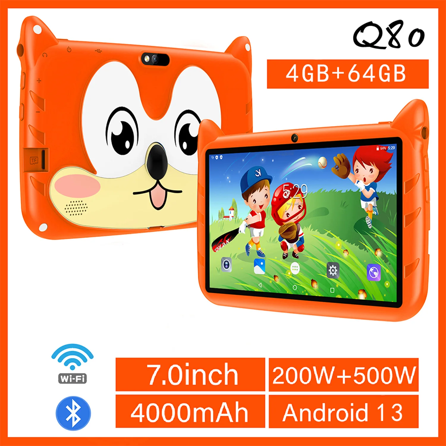 New Global Version 5G WiFi Android Kids Tablets 7 Inch MTK Chip Quad Core 4GB RAM 64GB ROM Android 13 Google Tablet Pc 4000mAh