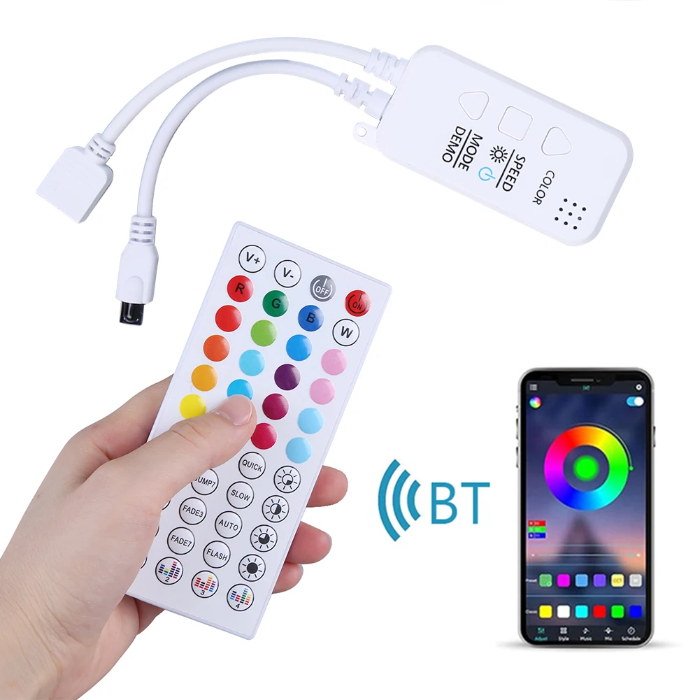 

Bluetooth-Compatible LED Controller Music Sync RGB LED Controller 24/44-Key IR Remote Control for 12V 5050 3528 5630 RGB Strips