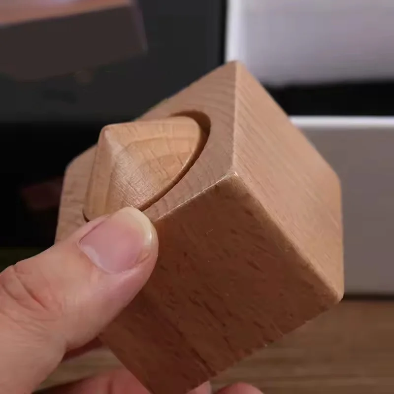Mind Games Impossible Wooden Blocks, Take Blocks Out Of Cylinder Close Up, Adults Teens Brain Teaser Desktop Small Ornaments
