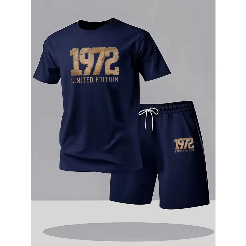 Men's Casual Breathable T-Shirts Sets Round Neck Short Sleeve + Sports Shorts Quick Dry Summer Sportswear Home Outdoor Hot Sale view 6