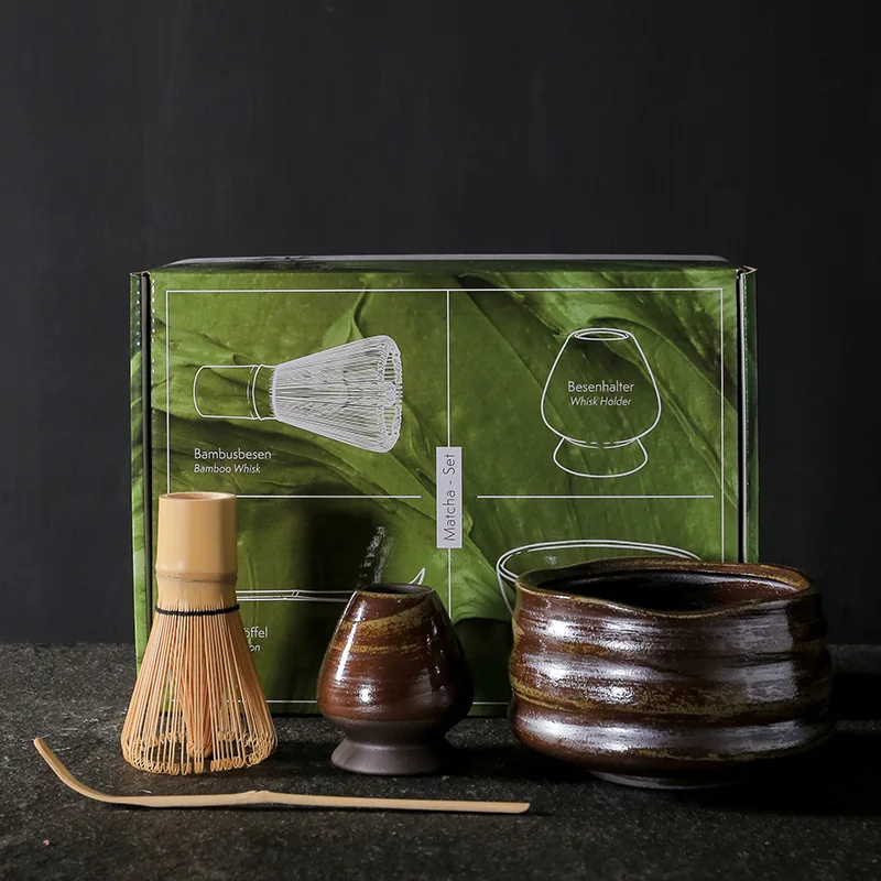 

4 pieces Japanese match sets Handmade simple clean bowl bamboo snow shovel teaspoon tea set tea, tool accessories ceremony R1