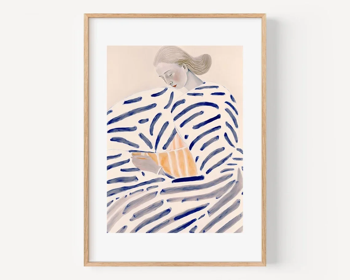 Abstract Woman Reading Book Wall Art Modern Abstract Art Modern Simple Neutral Painting Simple Abstract Posters Minimalist Moder