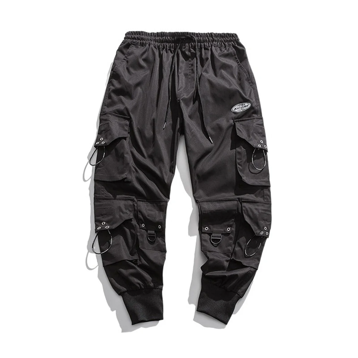 Men Black Cool Cargo Pants Pockets Gray Loose Out Door Elasticity Sports Oversize Kpop High Street Korean Pants Streetwear