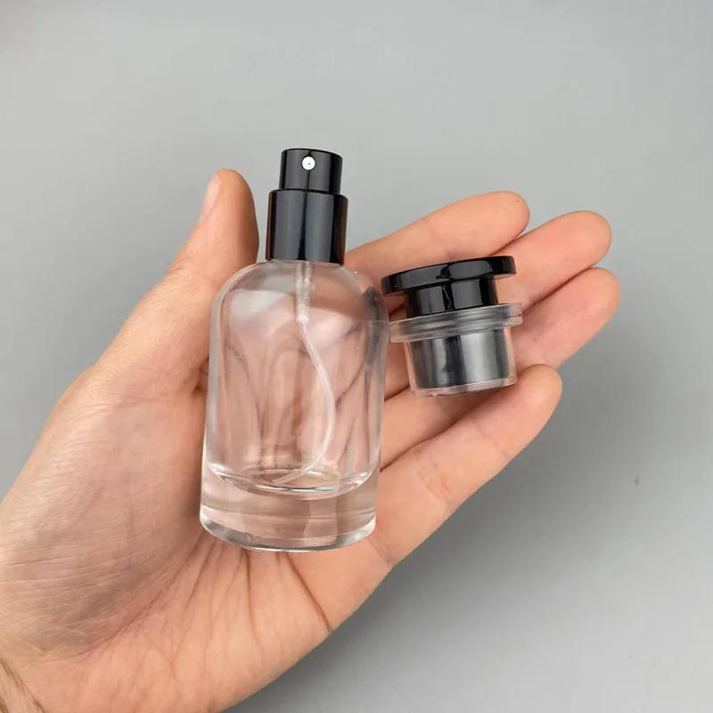 

15pcs Transparent Glass Bottles Perfume Refillable Vials Black Cap Portable Travel Screw Pump 30ml Empty Atomizer Spray Bottle