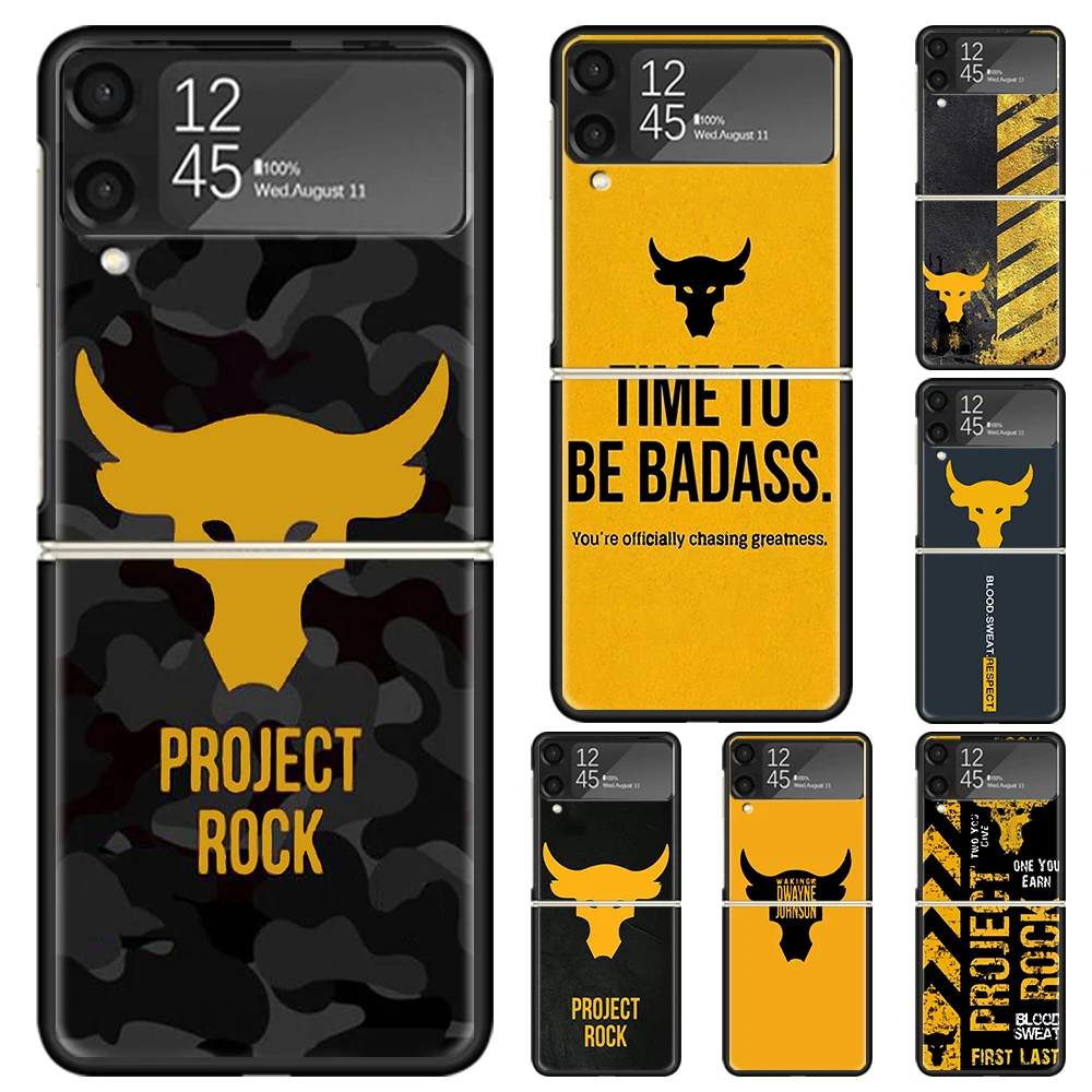 The Rock Dwayne Johnson ua Hard PC Phone Case For Samsung Galaxy Z Flip 6 5 4 3 Black Cover ZFlip6 Flip5 Flip4 5G Foldable Print