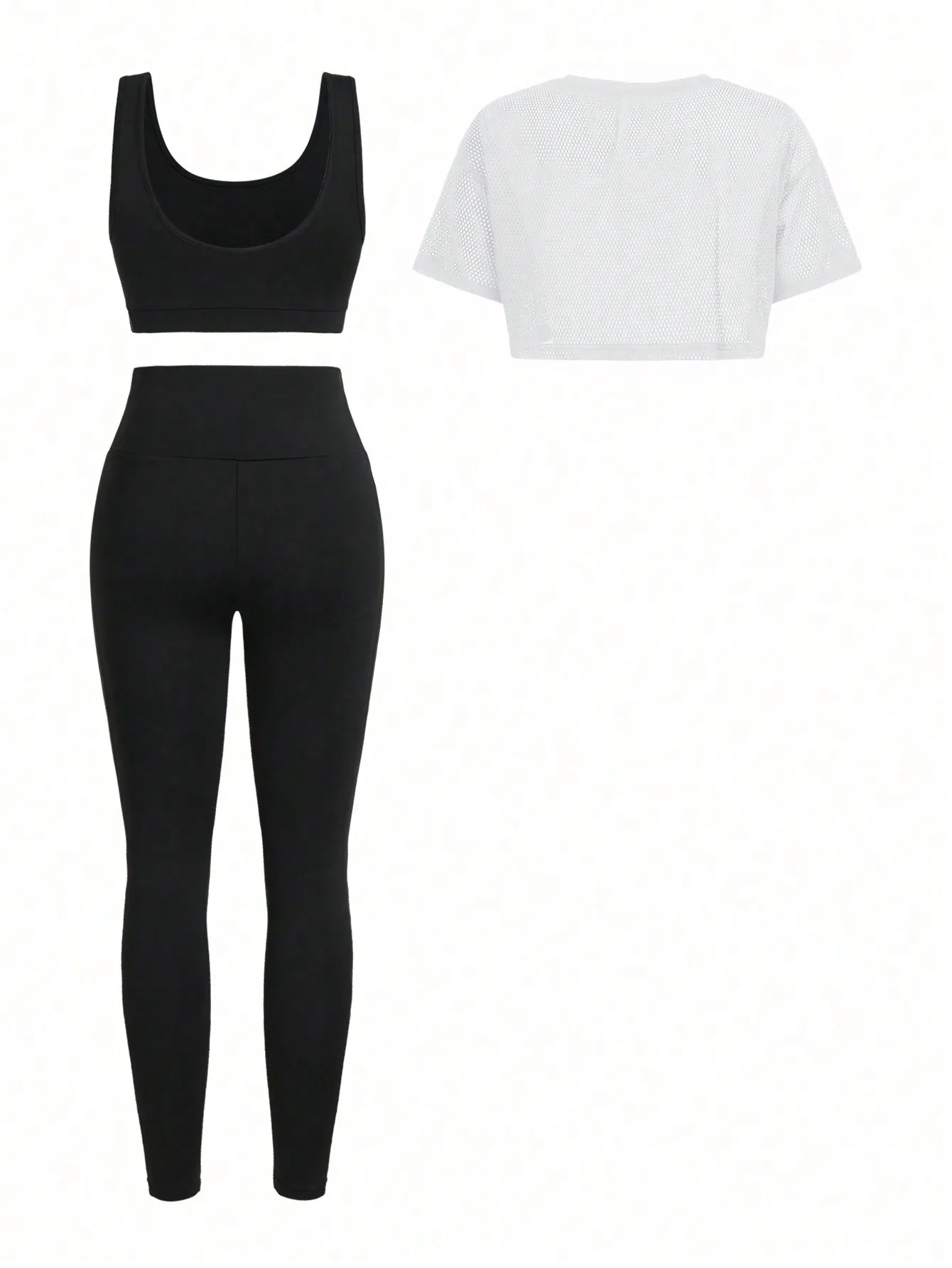 Teenager Girls Clothes 3 Piece Activewear Set 13-16 Years Summer School Outdoor Tracksuit Girls Mesh Letter Top Leggings New