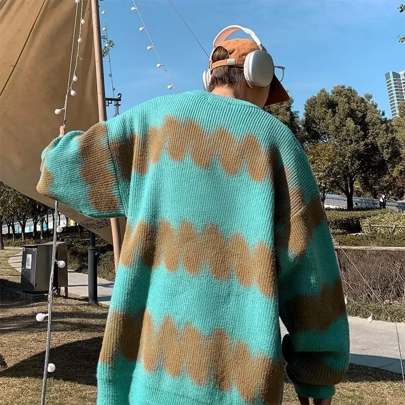 

Мужской осенне-зимний свитер Thiened, свободный корейский Sle, японское вязаное зимнее пальто, Гонконг Sle Lazy Tead irt