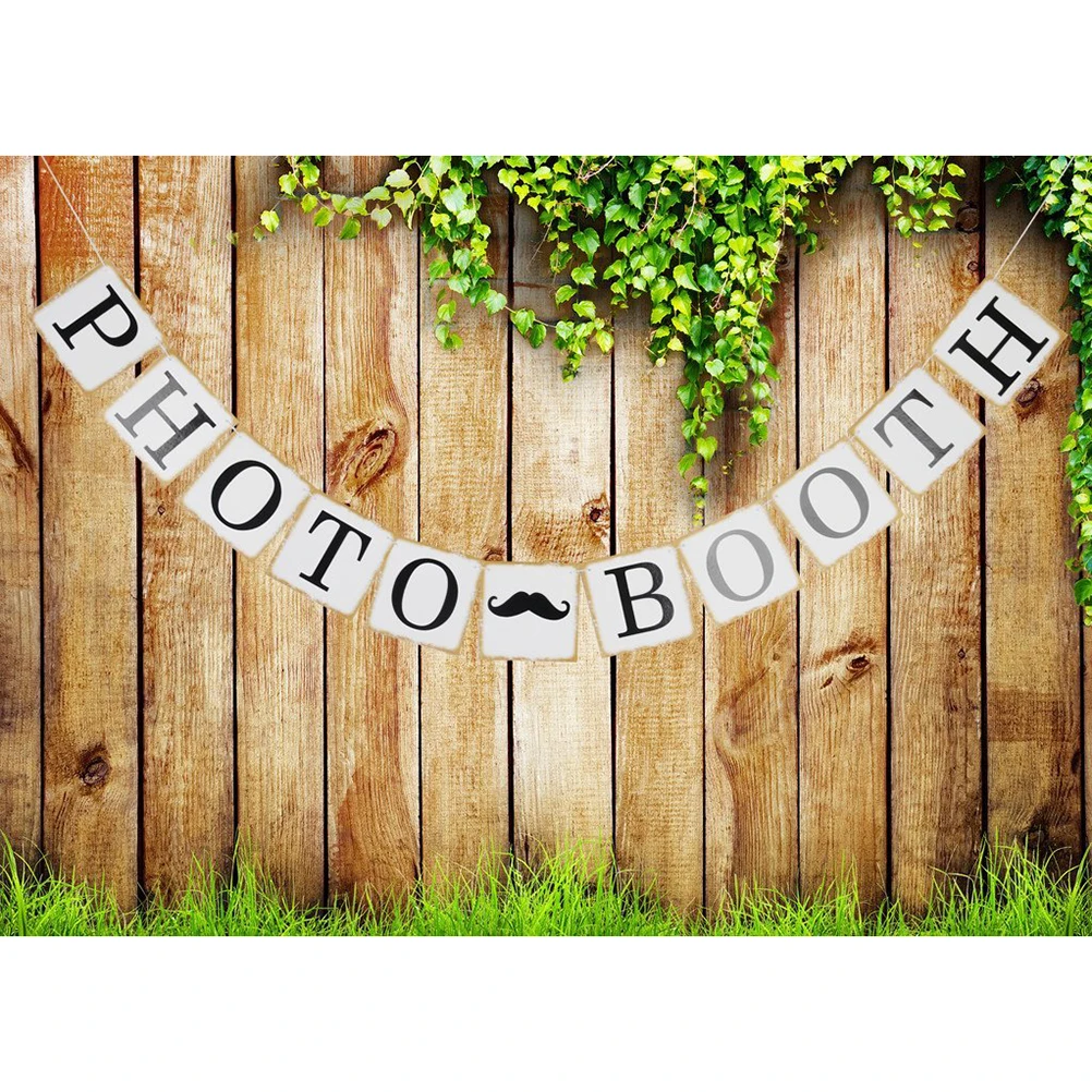 

Wedding Signs Black White Golden 12x12cm Banners 240cm Rope Photo Booth Garland Bridal Party Decoration Anniversary Props