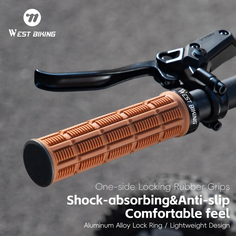 

Велосипедная ручка WEST BIKING, ручки для горного велосипеда, мягкая односторонняя заглушка на руль с замком, резиновые нескользящие велосипедные ручки