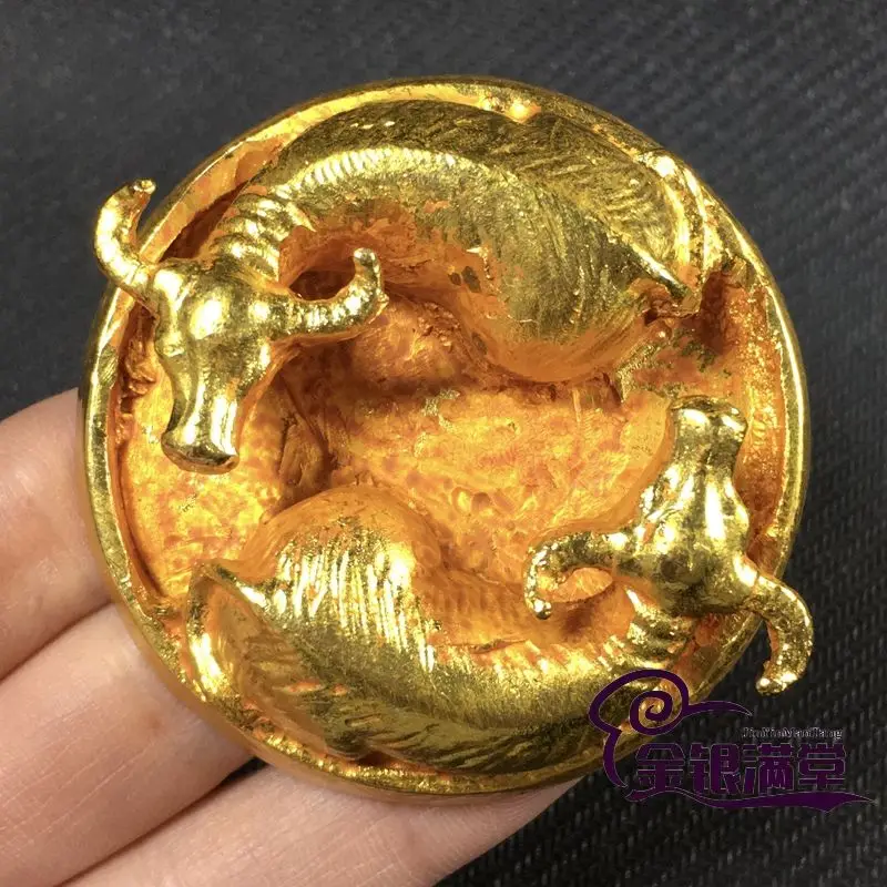 Gilt Yin yang tai chi ox zodiac ox Ornament Decoration Tea Pet Figurines Desk Decor Accessories