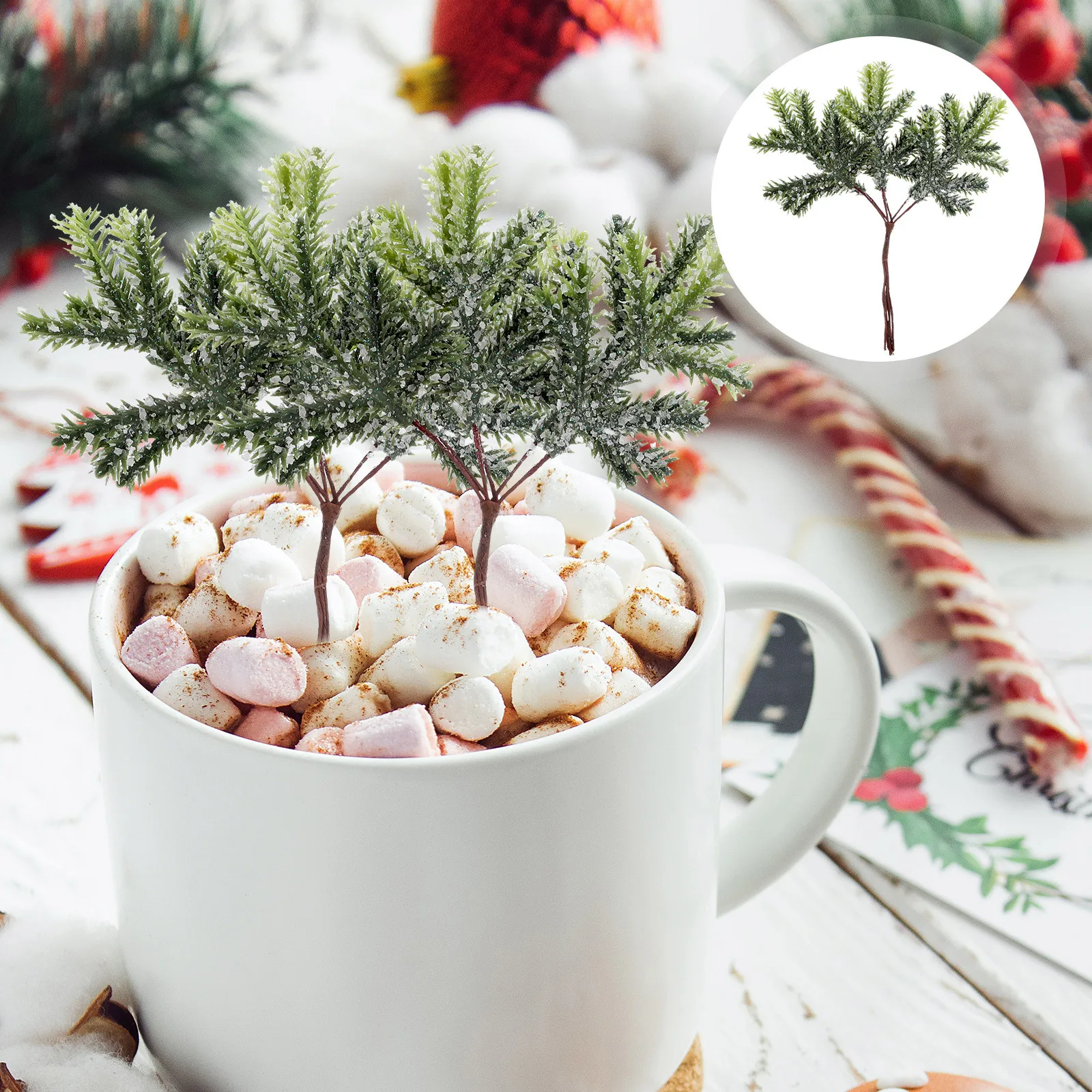 

2Pcs Artificial Pine Needle Branches Fake Pine Stems Xmas Christmas Greenery Wreath Picks DIY Decoration Holiday Party Supplies