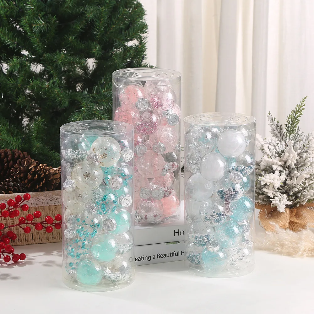 Transparent painted plastic spheres 6cm, 24 boxes for Christmas