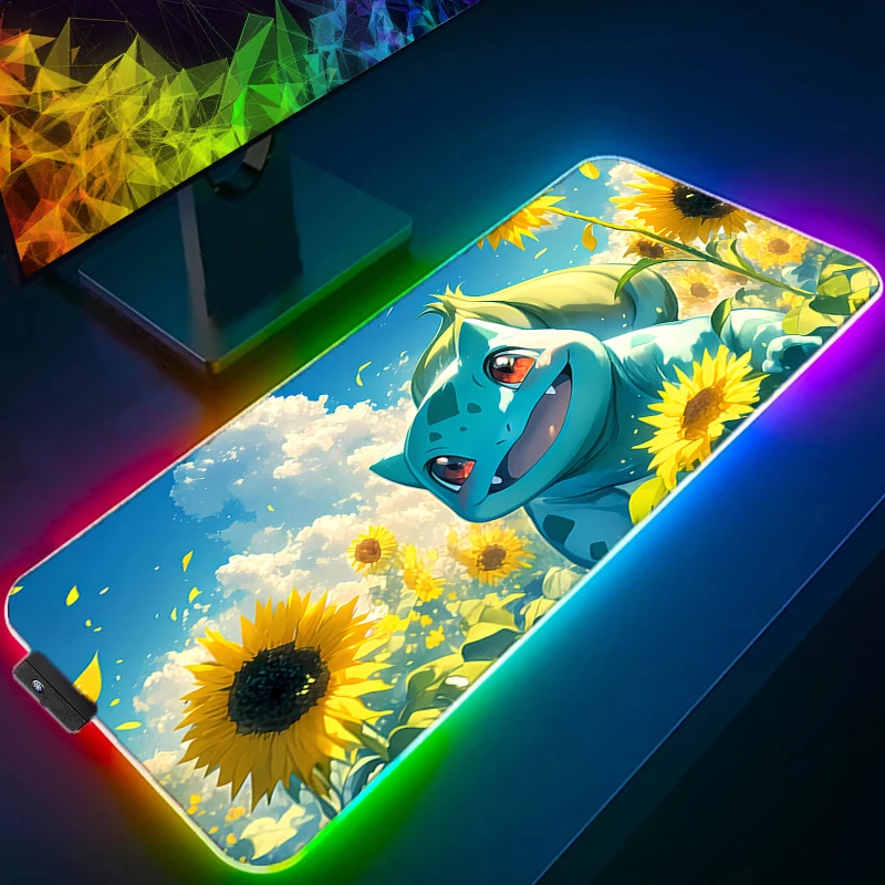 RGB Mouse Pad Pokemon Pikachu Anime Carpe Large PC Gamer Computer LED Mausepad Keyboard Gaming Accessories Backlight Desk Mat