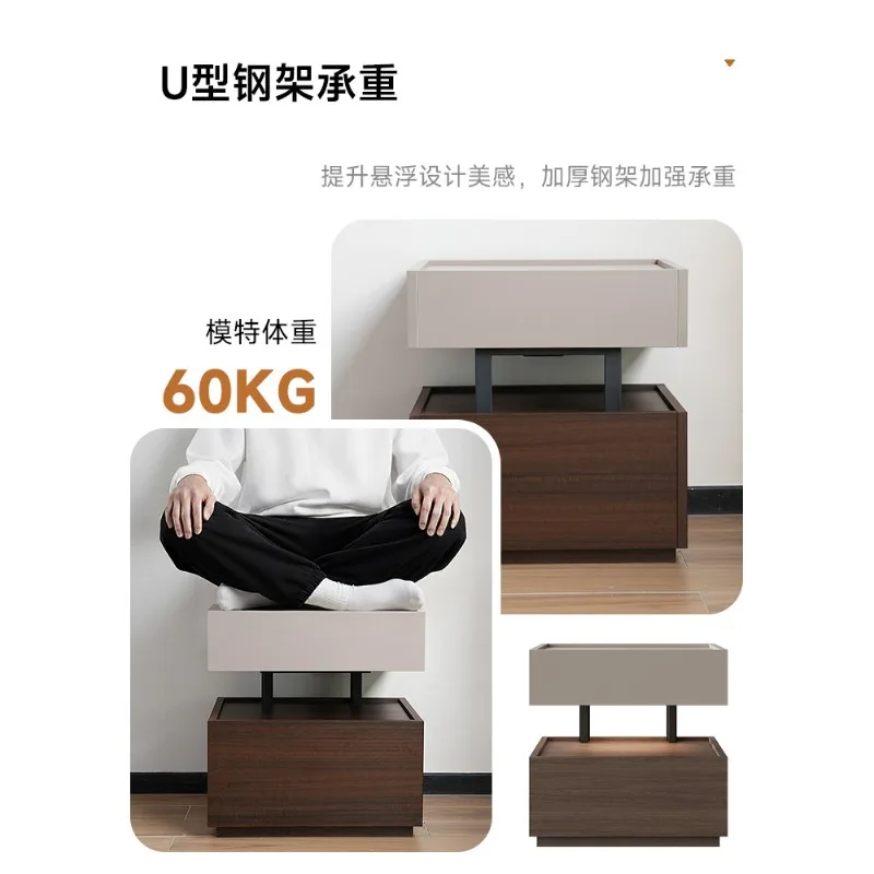 Suspended building block bedside table Italian minimalist bedside table with lamp light luxury high sense master bedroom locker