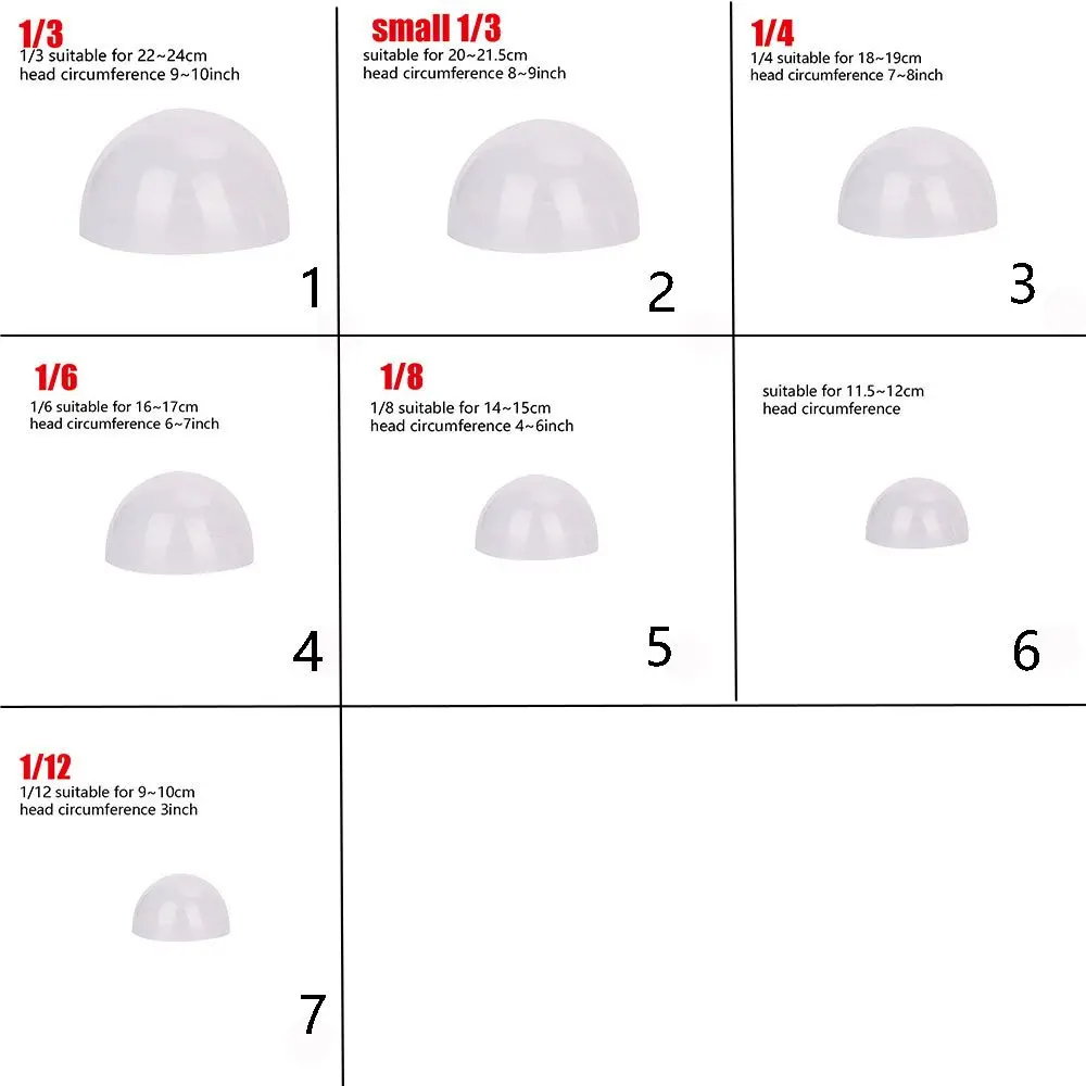 1/3 1/4 1/6 1/8 1/12 Doll-specific Fixed Wig Headgear Silicone Headgear Anti Slip For Doll Silica Gel Hair Wigs Cover 7 Sizes