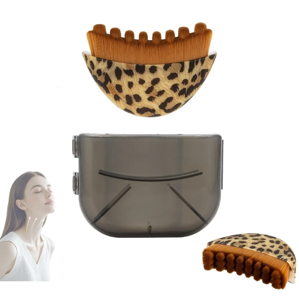 แปรงนวดหน้าลายเสือดาว แปรงนวดหน้าแบบพกพาอเนกประสงค์ แปรงนวดหน้าแบบพกพา ลดอาการบวมของคาง