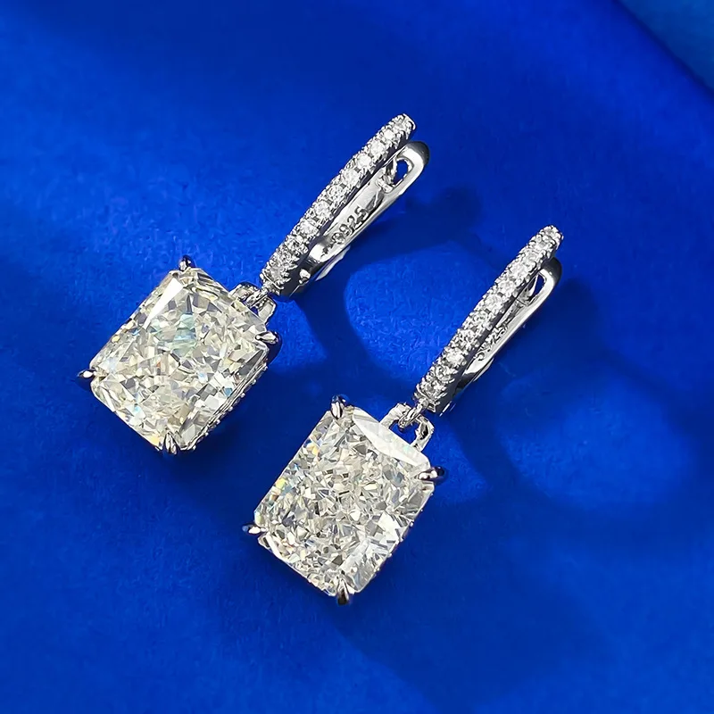 S925 silver imported high carbon diamond 8 * 10mm G color diamond earrings for women cross-border earrings