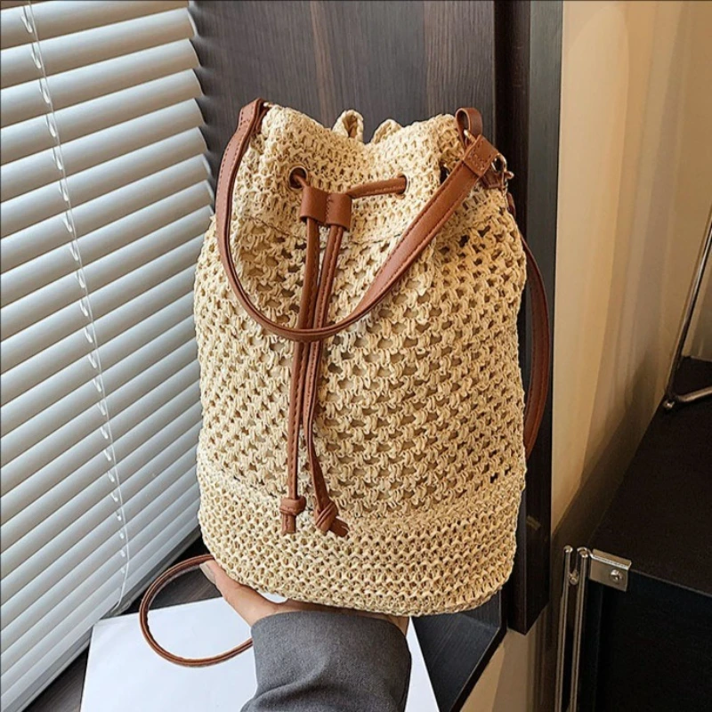 

Weaving Bag Women 2026 New Fashion Bucket Bag Summer Niche Hundred Straw Beach Single Shoulder Crossbody Bag