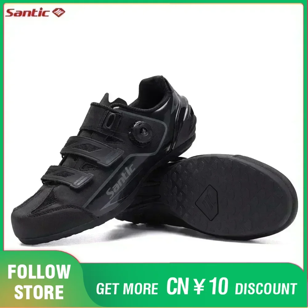 Santic Non-locking Power-assisted Cycling Shoes Men\'s Outdoor Breathable Sport Bicycle Shoes Wear-resistant Toe Riding Sneakers