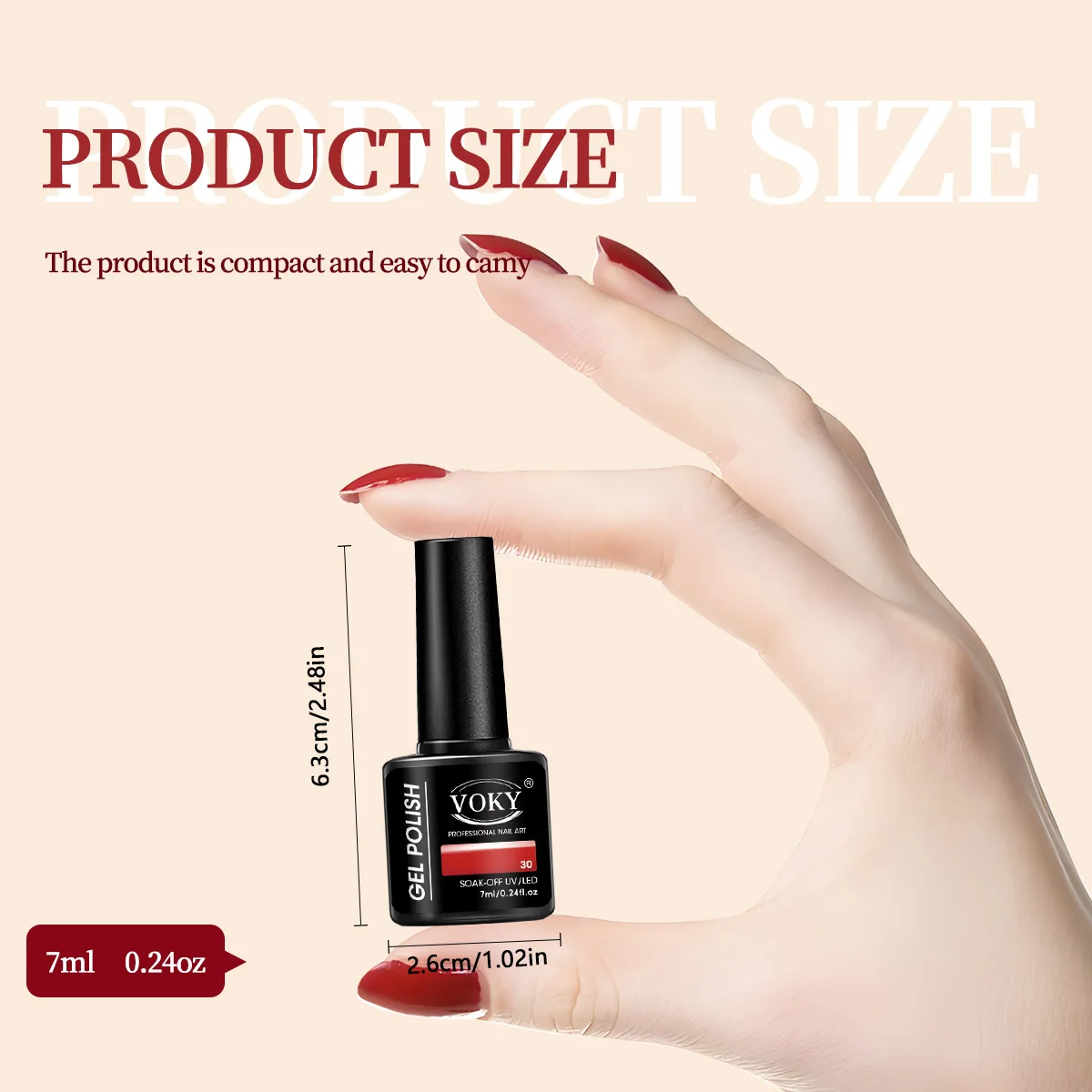 VOKY 7 PCS เจลทาเล็บ -สีใหม่ เหมาะสำหรับไฟ LED UV ถอดออกง่าย กึ่งถาวร สำหรับเล็บบ้านและร้านเสริมสวย