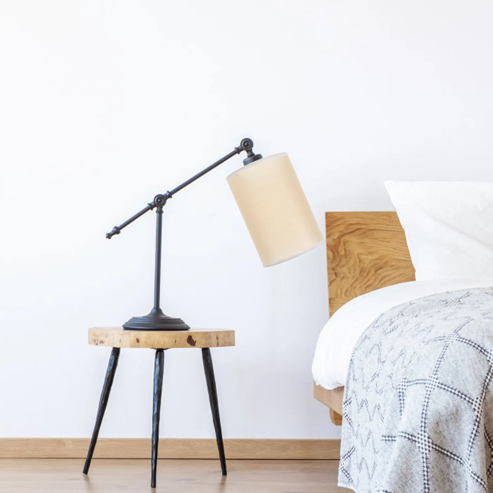 Cylindrical Lamp Shade E27 Lamp Holder Bedside Wall Floor Lampshade Modern Style Light Cover for Bedroom Office Living Room