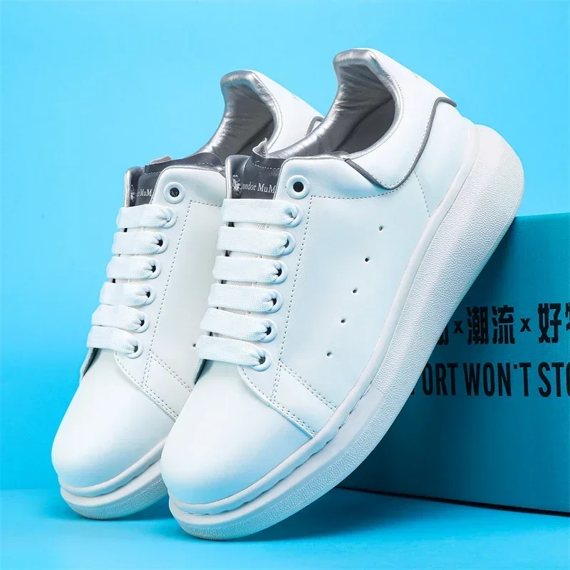 Classic white shoes for men and women, high-rise sports board shoes, and comfortable jogging shoes for couples