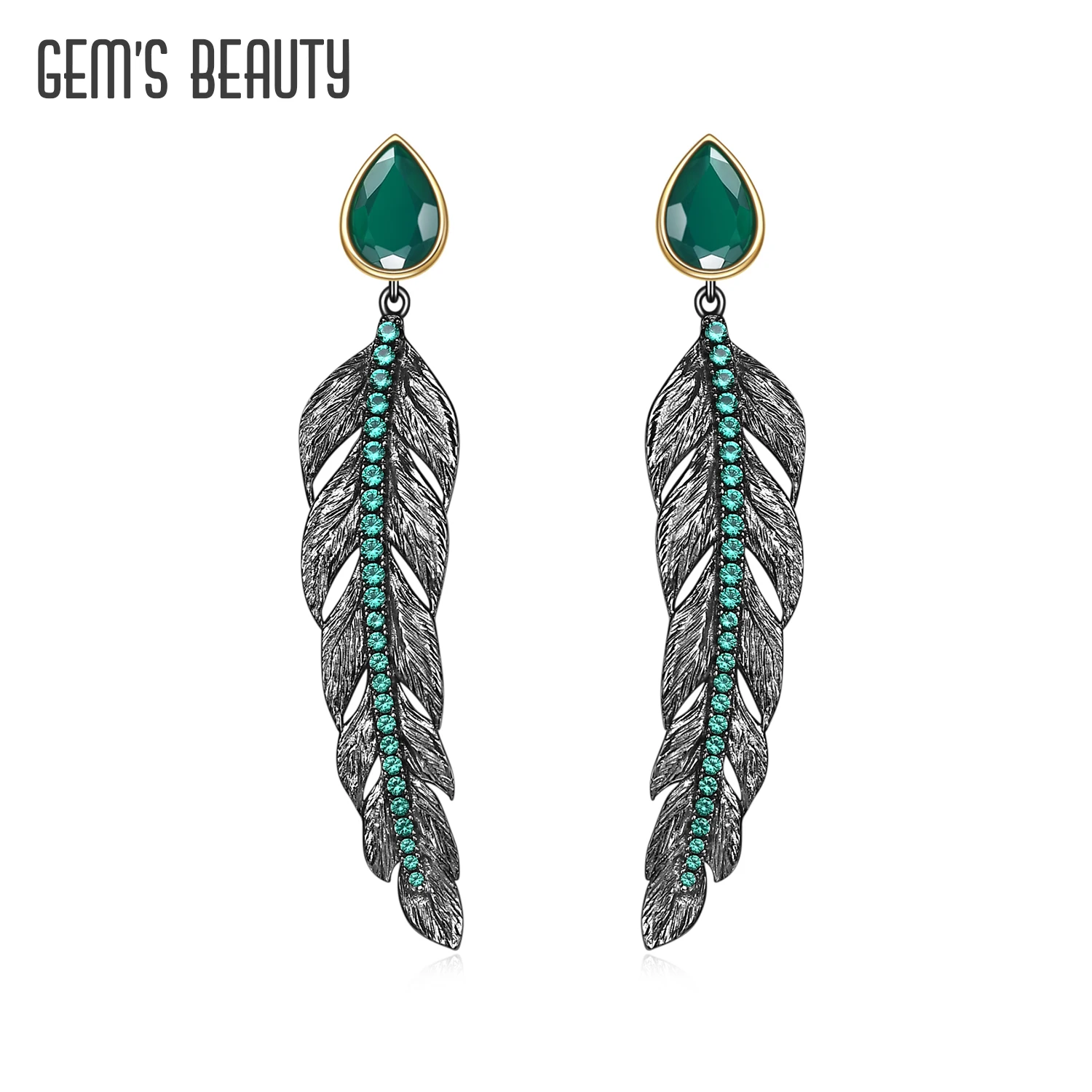 

Женские серьги-подвески из серебра 925 пробы, с перьями