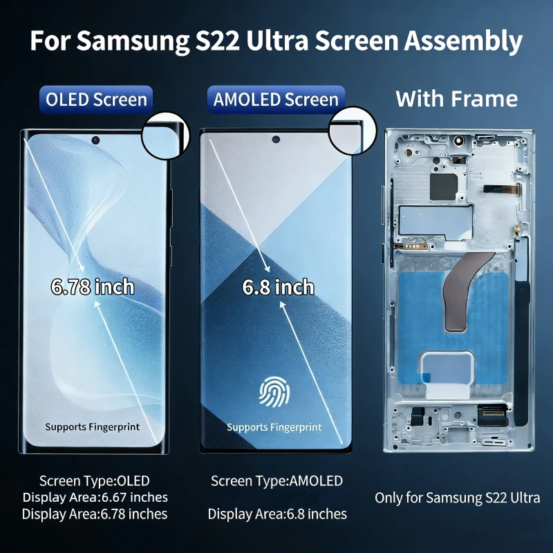 Frontal AMOLED Display For Samsung Galaxy S22 Ultra 5G OLED LCD
