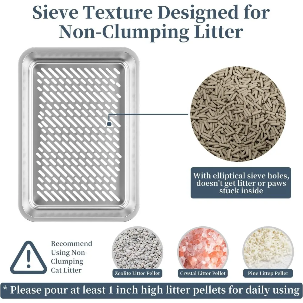 صندوق فضلات مغلق من الفولاذ المقاوم للصدأ مع غطاء، مقاس كبير للقطط، 19.7 × 13.8 × 13.8 بوصة، التحكم في الرائحة، سهل التنظيف #4