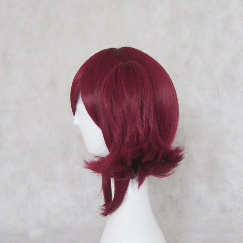 Tokyo Anime Black Butler women MEY-RIN cosplay wig Mey Rin Burgundy Synthetic Hair with Chip Ponytails wig cap Headwear