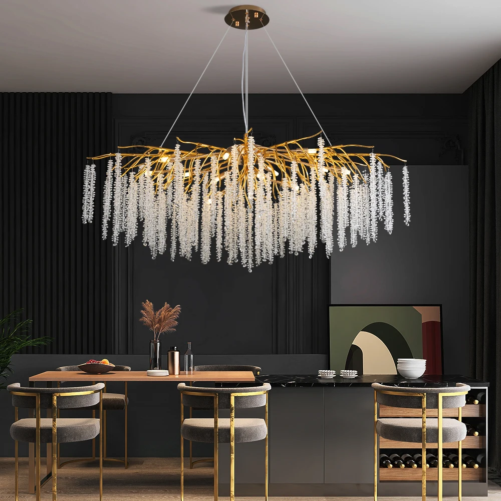 Bedroom Living Dining Pendant Lamp Lustre Closets Hanging Light Fixtures Suspension LED Crystal Ceiling Chandeliers