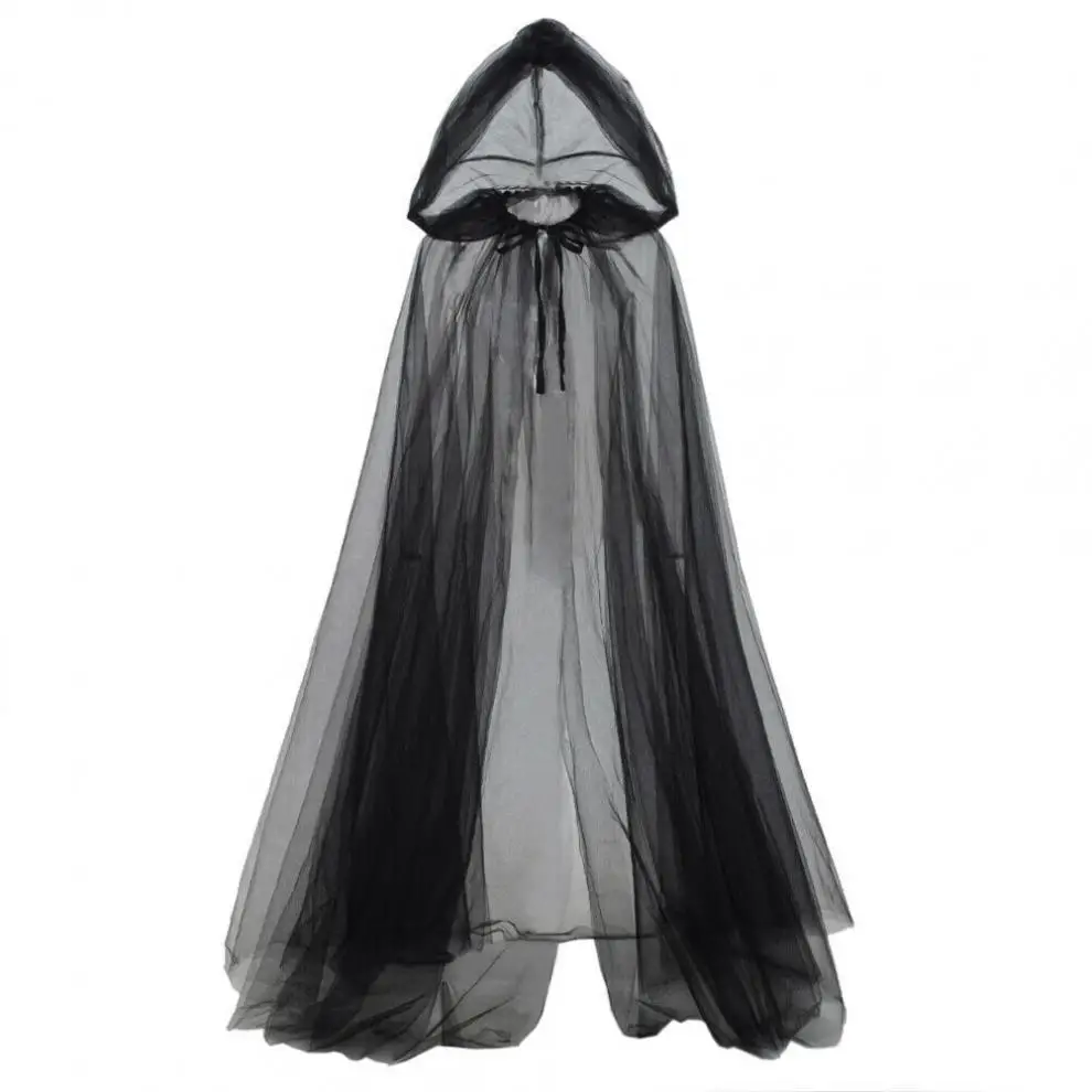 

Halloween cosplay ghost play hooded cloak Grim reaper witch mesh long cloak Prom party costume unisex