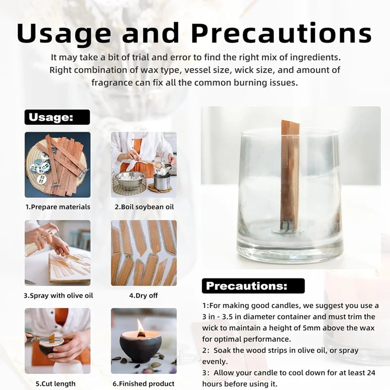 MAKE-Китиль для свечей из вишневого дерева, утолщенные деревянные фитили для свечей, длительное пламя, легко ожоги, сердечники для свечей для изготовления свечей