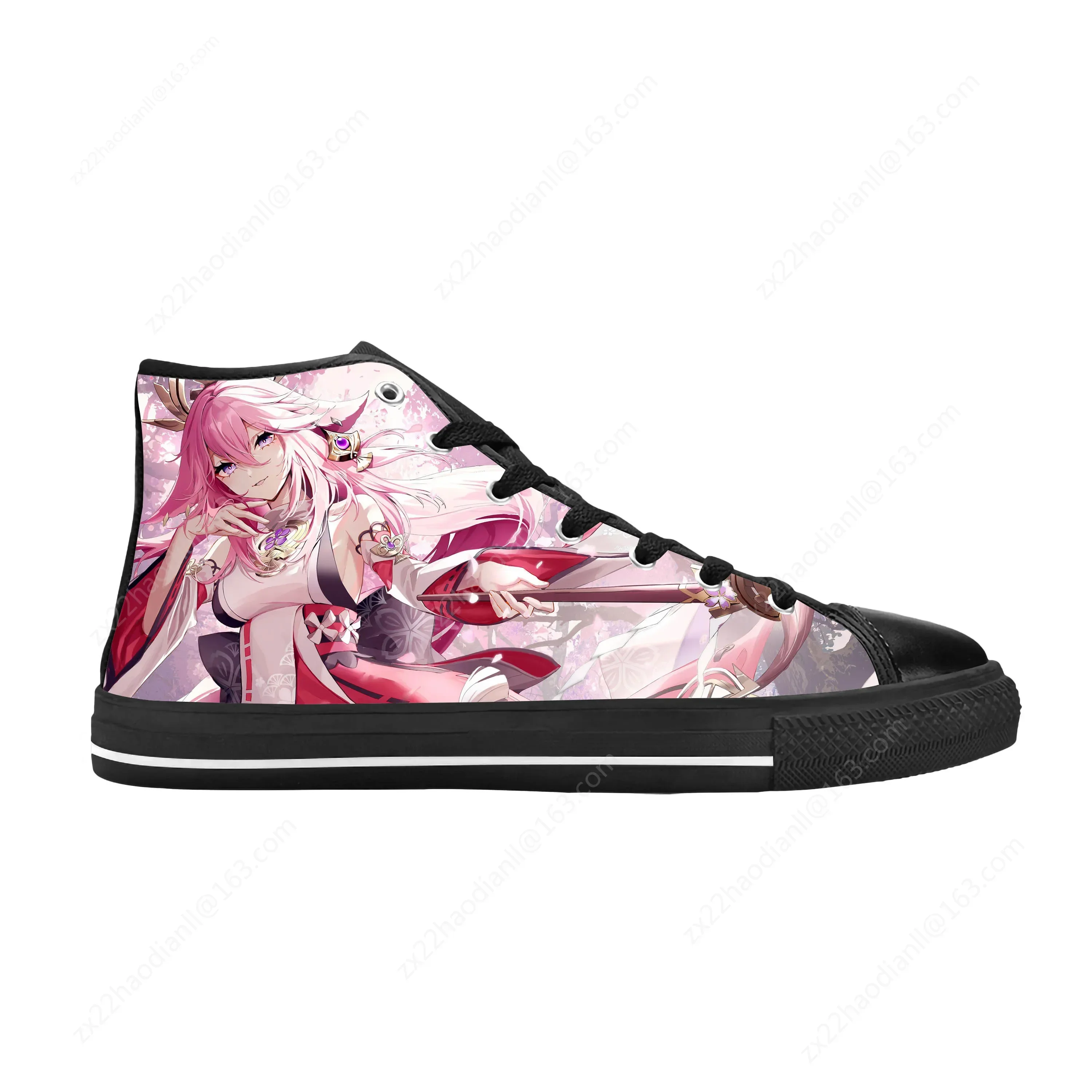 Anime Manga Cartoon Genshin Impact Yae Miko Guuji Casual Cloth Shoes High Top Comfortable Breathable 3D Print Men Women Sneakers